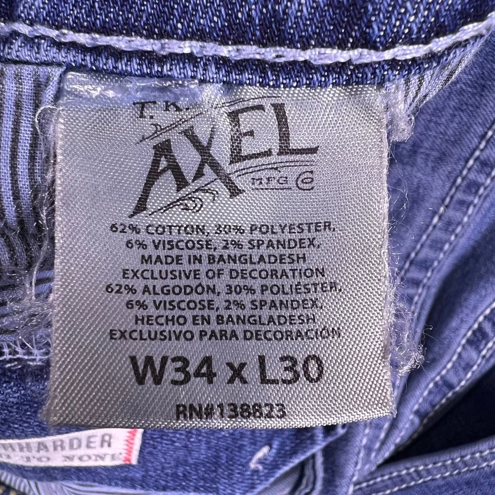 TK Axel Men Slim Boot Cut Jeans Blue‎ Denim Size 34x30 Stretch RN138823